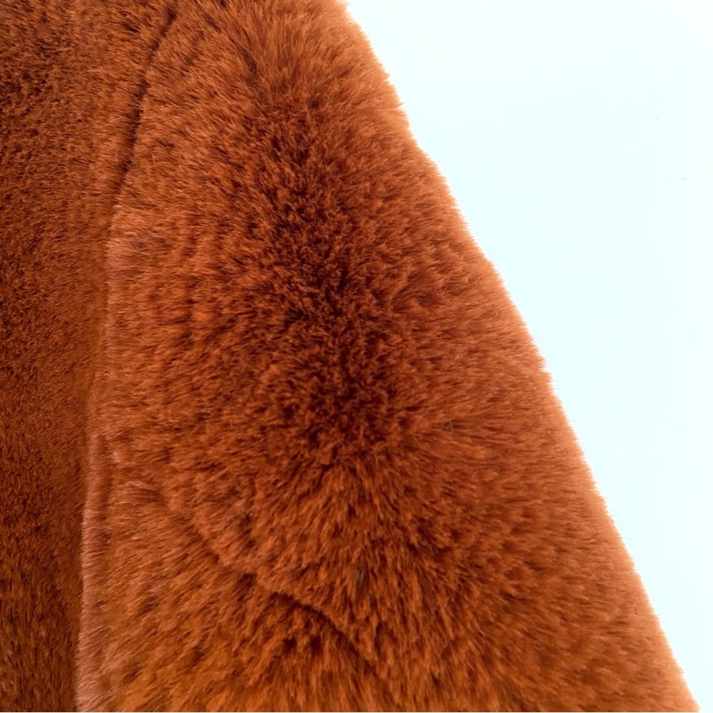 MKT STUDIO Faux Fur Teddy Coat Jacket Rust $350 - Picture 6 of 8